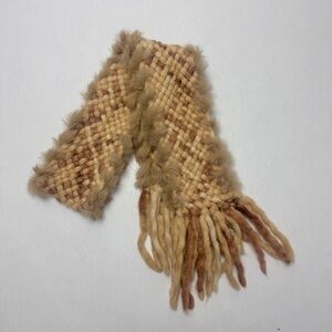 Italian Platania caramel rabbit uifur and wool scarf
